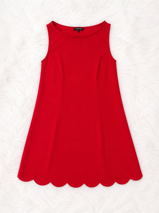 Wishlist Dresses & Skirts - Wishlist Red Scallop Hem Shift Dress Small Sleeveless Boutique Mini Dress Chic